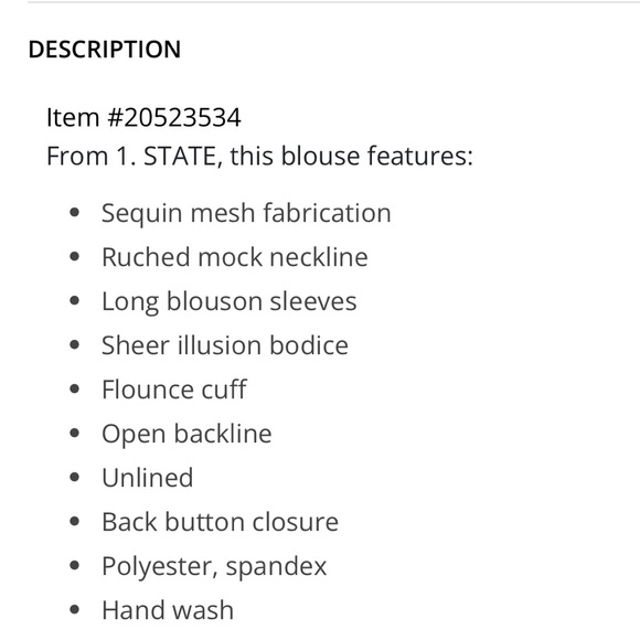 NWOT 1. STATE Sequin Mesh Sheer Illusion Ruched Blouse Size Large - Picture 3 of 10